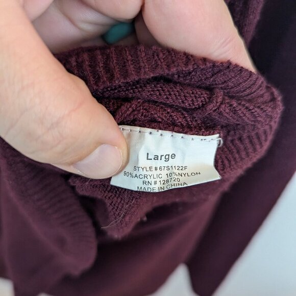 Quinn Long Maroon Sweater, Sz L - Picture 3 of 5